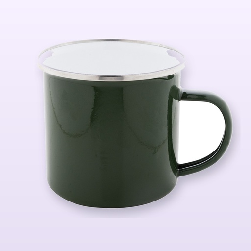 [BL-109077] Tazza in smalto - verde scuro - bianco
