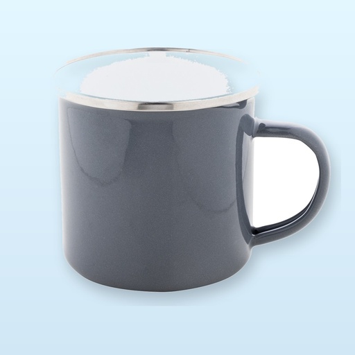 [BL-109079] Tazza in smalto - grigio - bianco