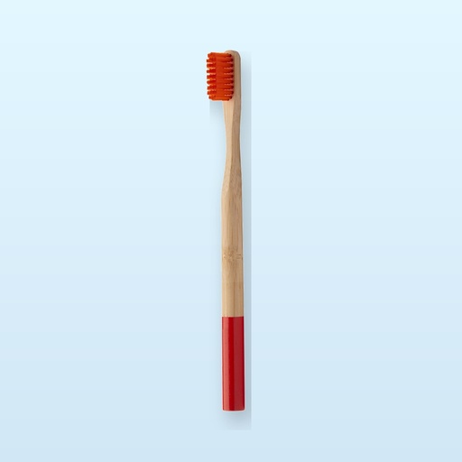 [BL-109971] spazzolino in bambù - rosso - naturale