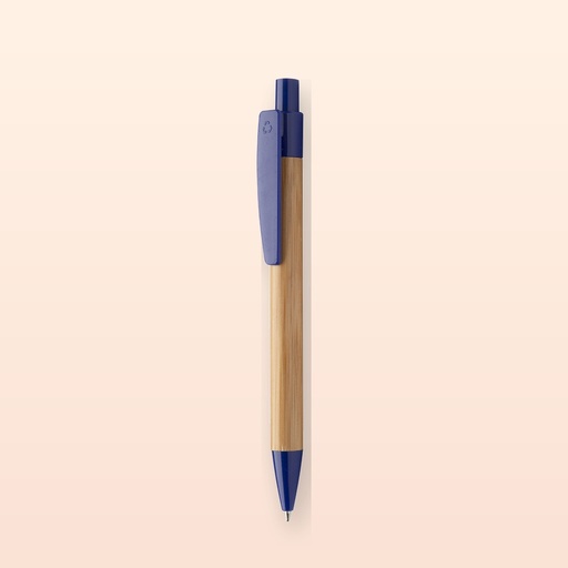 [BL-110143] penna a sfera in bambù - blu - naturale