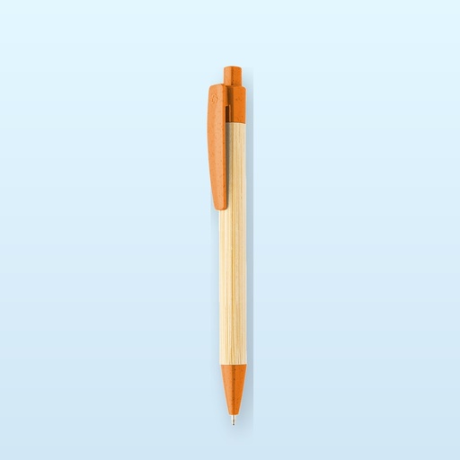 [BL-110148] penna a sfera in bambù - arancione - naturale