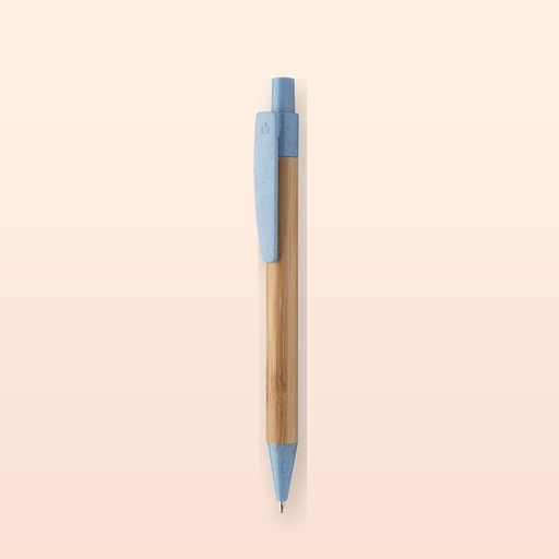 [BL-110150] penna a sfera in bambù - blu - naturale