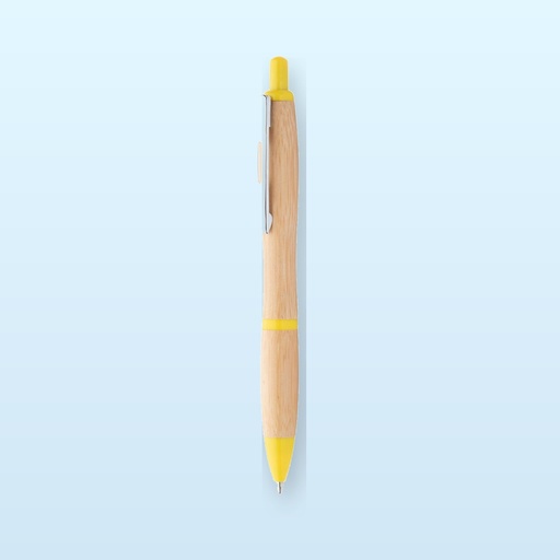 [BL-110178] penna a sfera in bambù - giallo - naturale