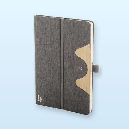 [BL-110574] quaderno in RPET con caricatore wireless - grigio