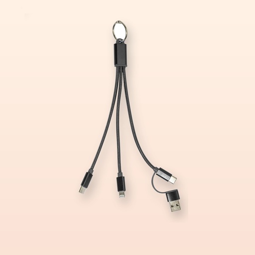 [BL-110777] portachiavi con cavo di ricarica USB - nero