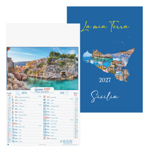 [BL-201219] Calendario Illustrato da parete cm 31x53 - Sicilia